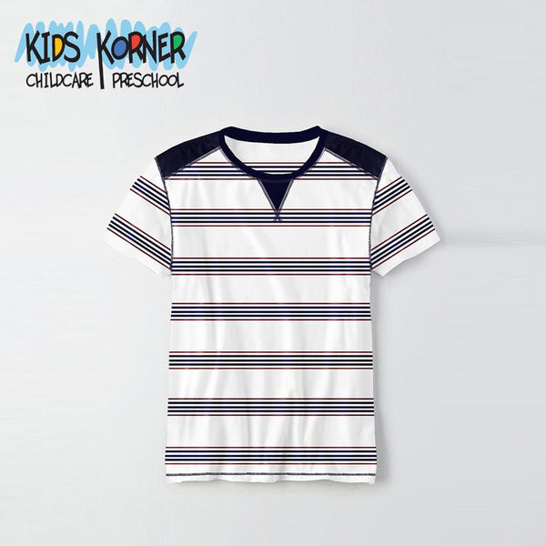 Kids Kroner Striped T Shirt-White-KKTS01