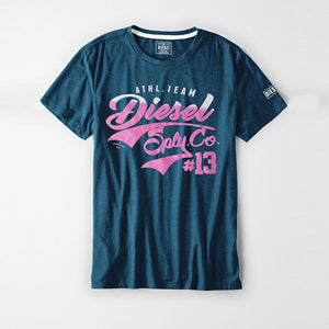 Diesel Printed Logo T Shirt For Men-Cyan Blue-DLPTS02