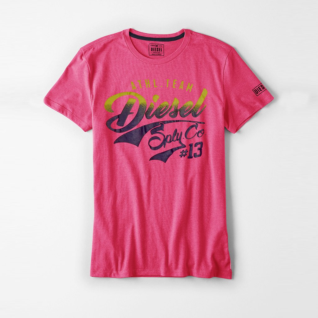 Diesel Printed Logo T Shirt For Men-Pink-DLPTS16