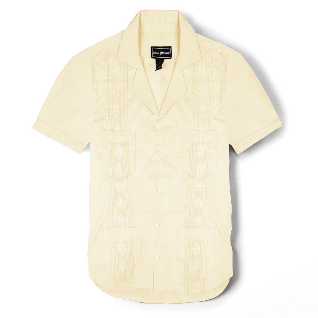 Casual Country Half Sleeve Embroided  Casual Shirt-Light Yellow-CCCS003