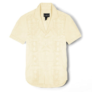 Casual Country Half Sleeve Embroided  Casual Shirt-Light Yellow-CCCS003