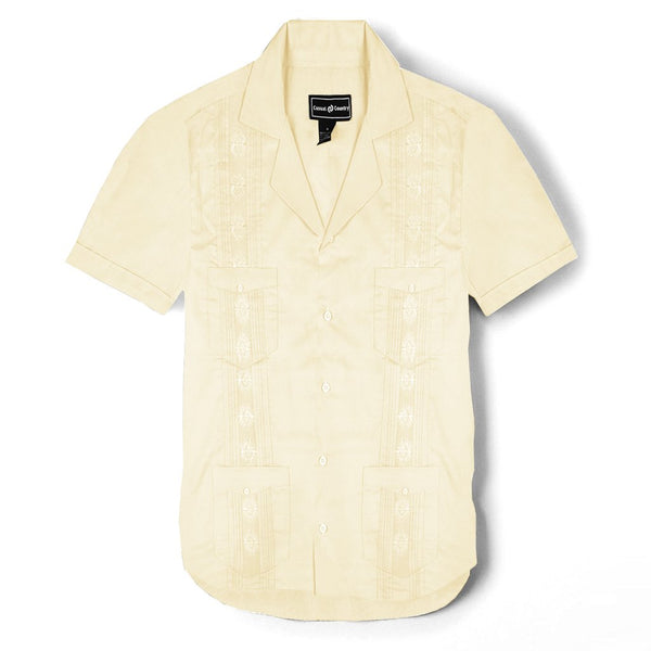 Casual Country Half Sleeve Embroided  Casual Shirt-Light Yellow-CCCS003