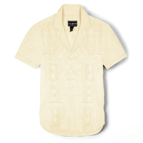 Casual Country Half Sleeve Embroided  Casual Shirt-Light Yellow-CCCS003