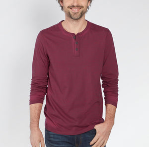 Next Faded Henley Long Sleeve Shirt For Man-Light Maroon-NA289