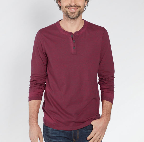 Next Faded Henley Long Sleeve Shirt For Man-Light Maroon-NA289