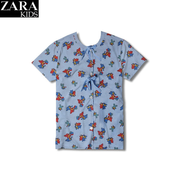 Zara Kids Stylish Sleeping Top Cut Label-Sky Blue Printed-ZK01