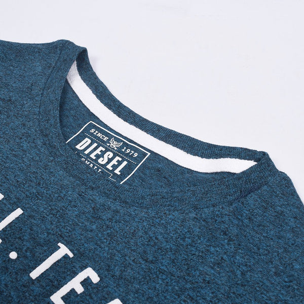 Diesel Printed Logo T Shirt For Men-Cyan Blue-DLPTS02