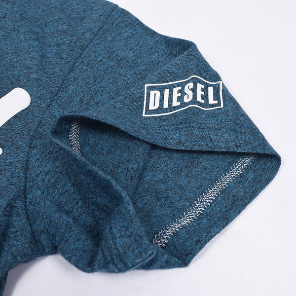 Diesel Printed Logo T Shirt For Men-Cyan Blue-DLPTS02