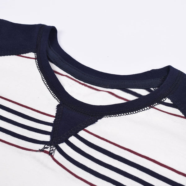 Kids Kroner Striped T Shirt-White-KKTS01