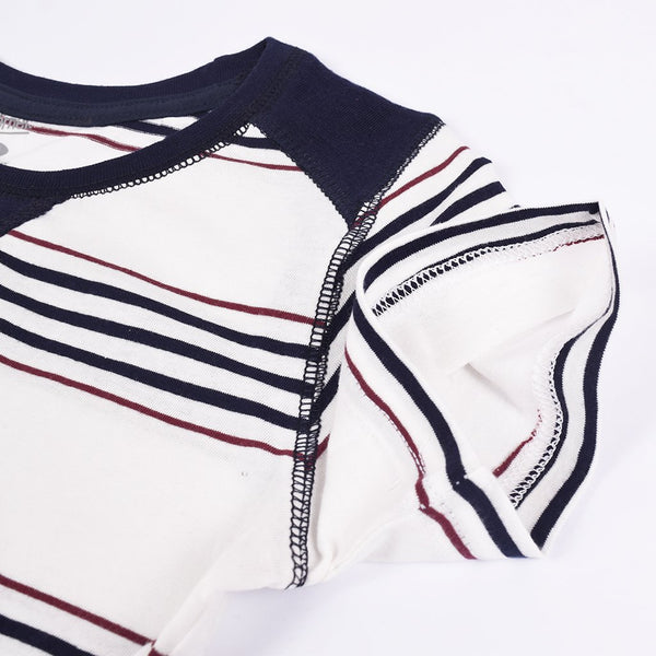 Kids Kroner Striped T Shirt-White-KKTS01