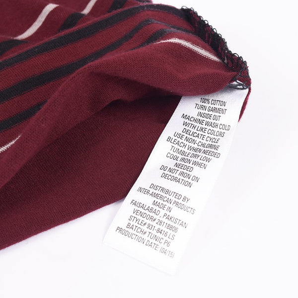 Kids Kroner Striped T Shirt-Dark Burgundy-KKTS02