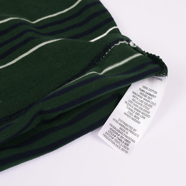 Kids Kroner Striped T Shirt-Dark Green-KKTS03