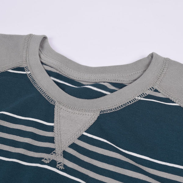 Kids Kroner Striped T Shirt-Dark Cyan-KKTS04