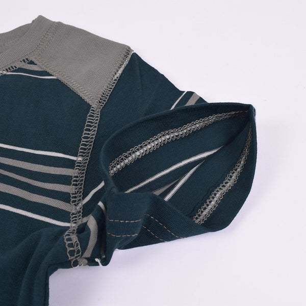 Kids Kroner Striped T Shirt-Dark Cyan-KKTS04