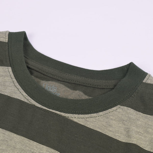 Kids Kroner Striped Long Sleeve T Shirt-Dark Green-KKTS05