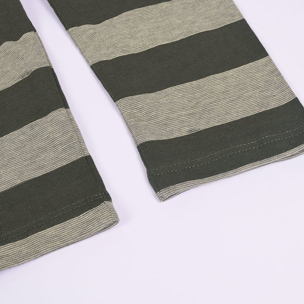 Kids Kroner Striped Long Sleeve T Shirt-Dark Green-KKTS05