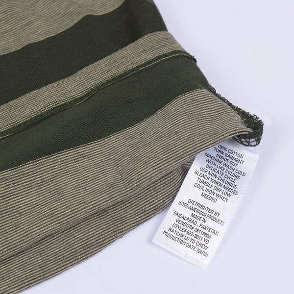 Kids Kroner Striped Long Sleeve T Shirt-Dark Green-KKTS05