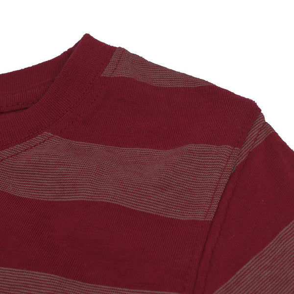 Kids Kroner Striped Long Sleeve T Shirt-Dark Burgundy-KKTS08