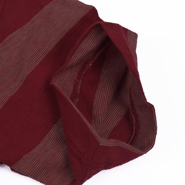 Kids Kroner Striped Long Sleeve T Shirt-Dark Burgundy-KKTS08