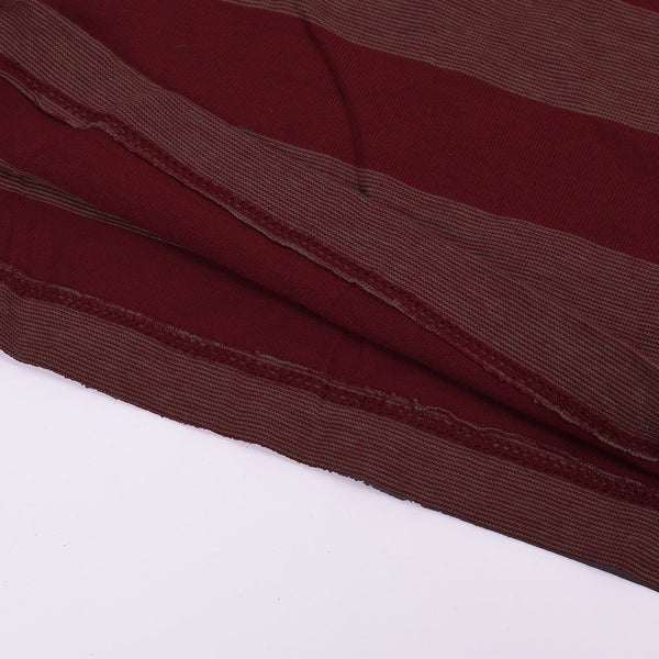Kids Kroner Striped Long Sleeve T Shirt-Dark Burgundy-KKTS08