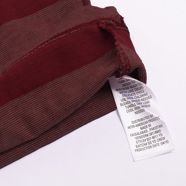 Kids Kroner Striped Long Sleeve T Shirt-Dark Burgundy-KKTS08