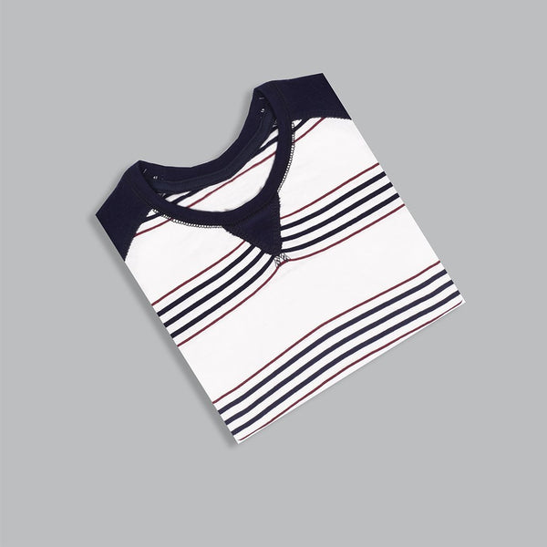 Kids Kroner Striped T Shirt-White-KKTS01
