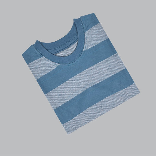 Kids Kroner Striped Long Sleeve T Shirt-Blue-KKTS06
