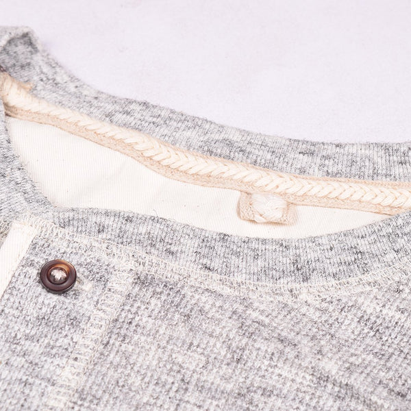 Next Fleece Thermal Henley Long Sleeve Shirt For Men-Gray Melange-NA293