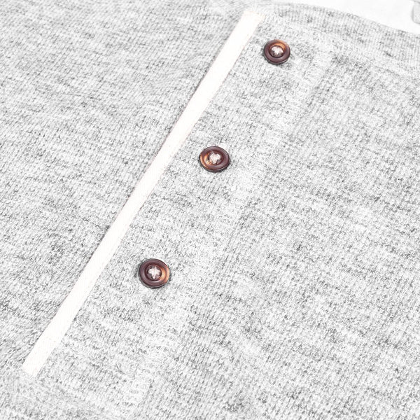 Next Fleece Thermal Henley Long Sleeve Shirt For Men-Gray Melange-NA293