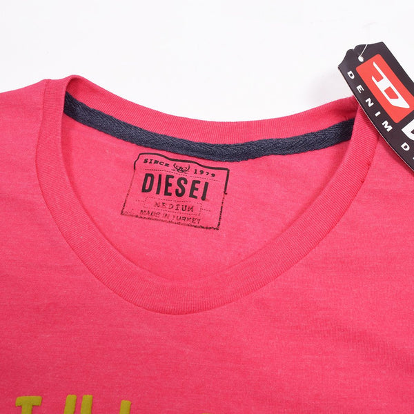 Diesel Printed Logo T Shirt For Men-Pink-DLPTS16
