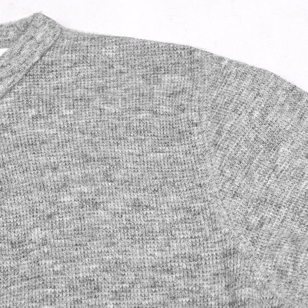 NYC Thermal Y Neck Shirt For Kids-Gray Melange-NA336