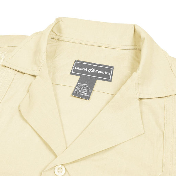Casual Country Half Sleeve Embroided  Casual Shirt-Light Yellow-CCCS003