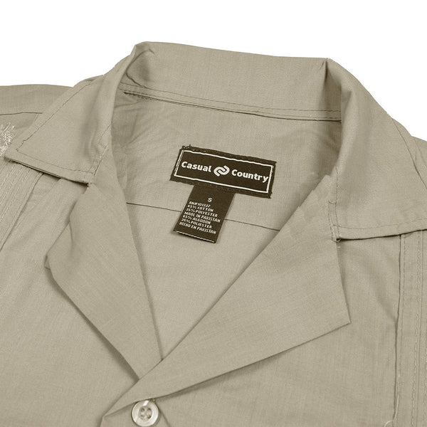 Casual Country Half Sleeve Embroided  Casual Shirt-Off White-CCCS004