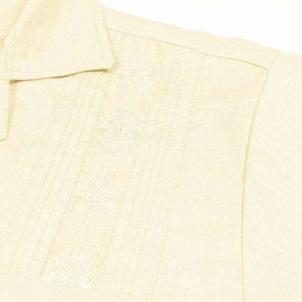 Casual Country Half Sleeve Embroided  Casual Shirt-Light Yellow-CCCS003