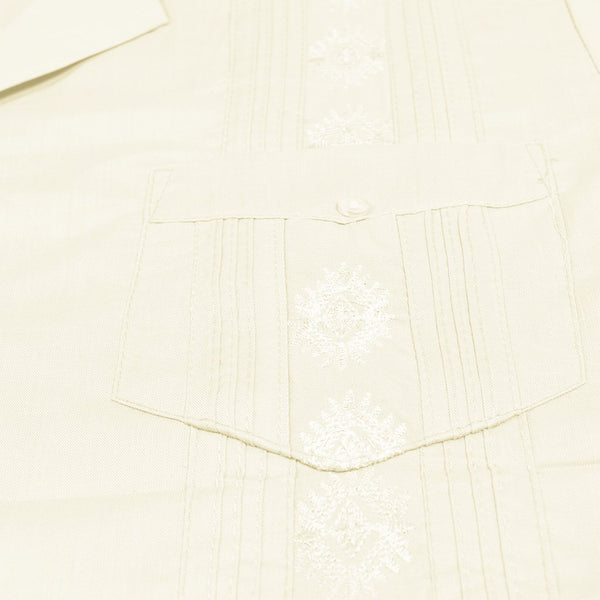 Casual Country Half Sleeve Embroided  Casual Shirt-Light Yellow-CCCS003