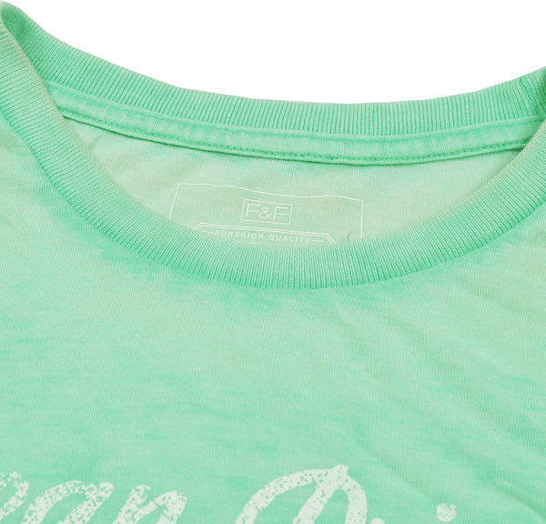 F&F Crew Neck T Shirt With Printed Logo-Cyan Green-BE1055