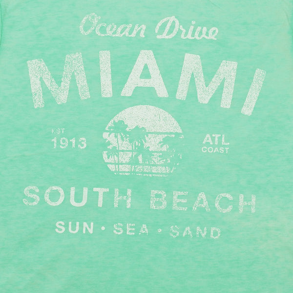 F&F Crew Neck T Shirt With Printed Logo-Cyan Green-BE1055