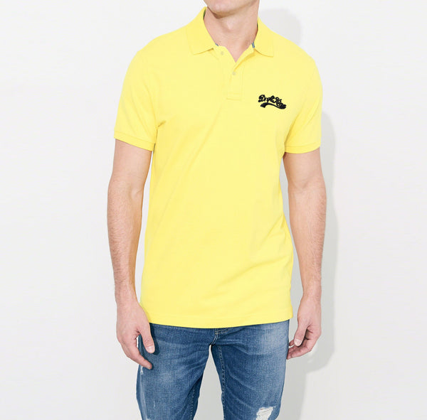 Drift King Polo Shirt For Men-Light Yellow-BE4136