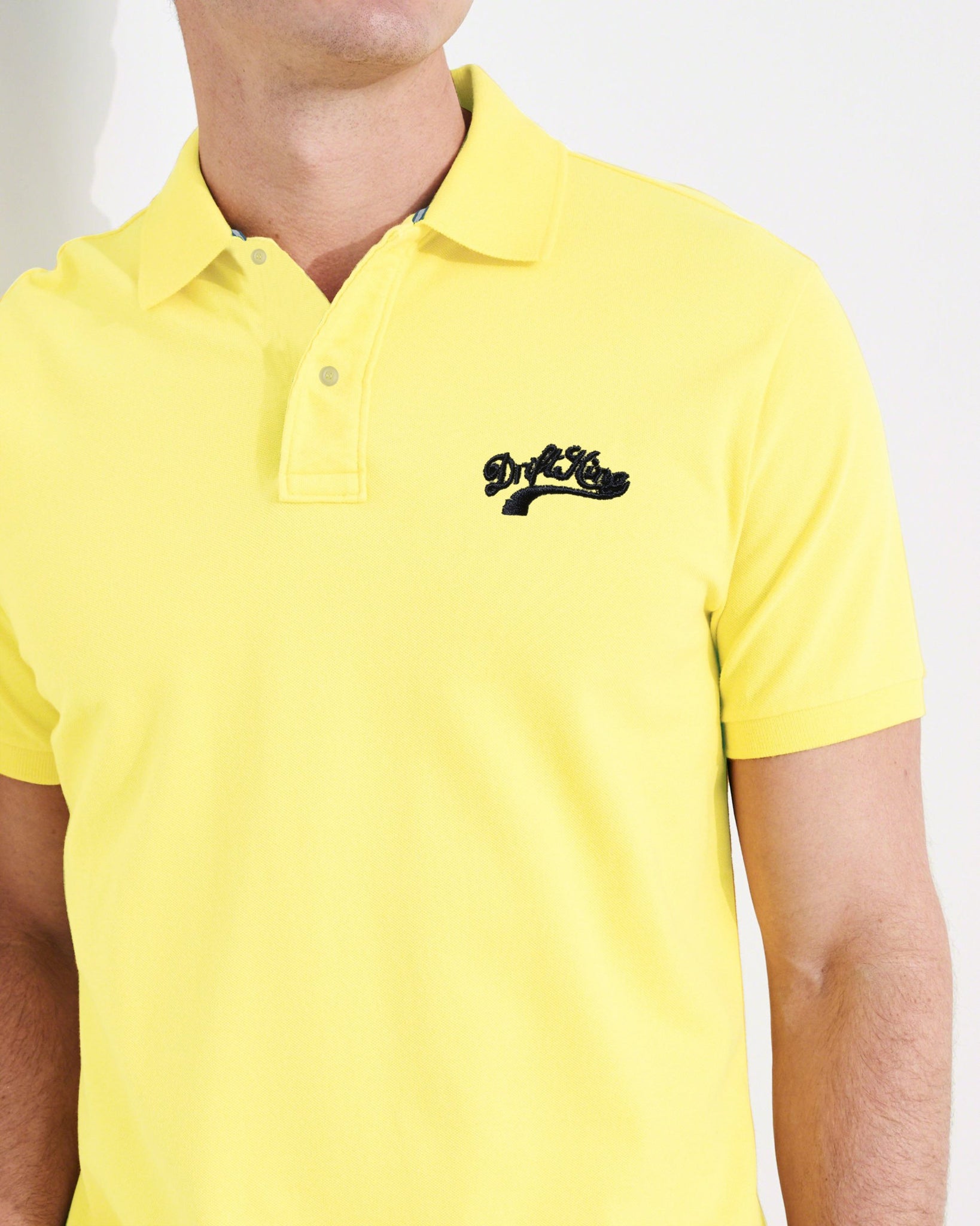 Drift King Polo Shirt For Men-Light Yellow-BE4136