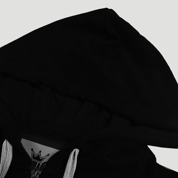 Drift King Terry Fleece Zipper Hoodie For Men-Jet Black-NA449