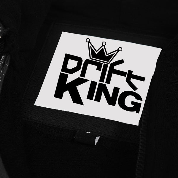 Drift King Terry Fleece Zipper Hoodie For Men-Jet Black-NA449