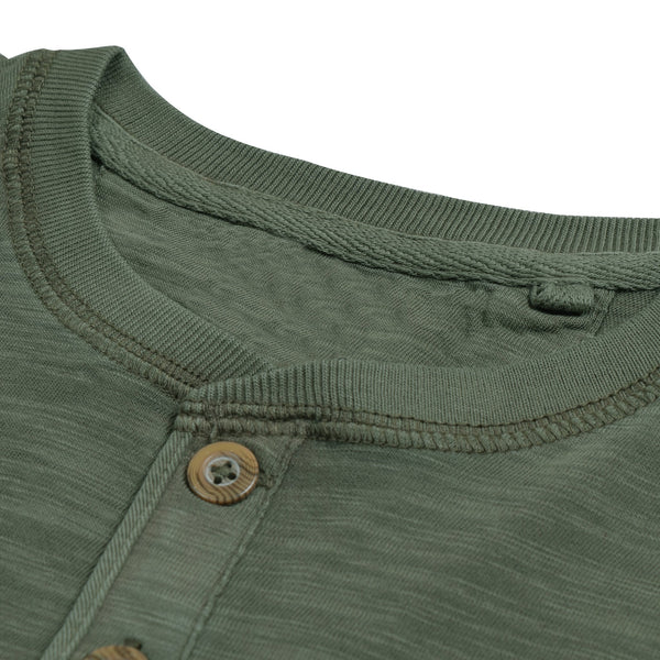 Fat Face Henley T Shirt For Men-Olive Green Melange-BE4316
