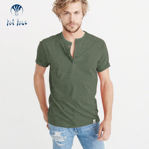 Fat Face Henley T Shirt For Men-Olive Green Melange-BE4316