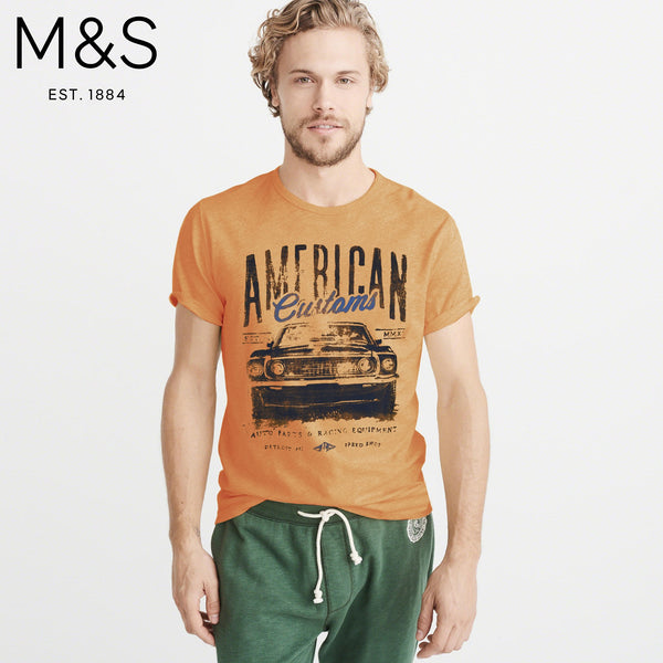 M&S Crew Neck T Shirt For Men-Golden-NA833