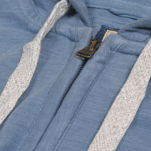 M&S Zipper Terry Fleece Hoodie For Men-Light Sky Melange-BE4047