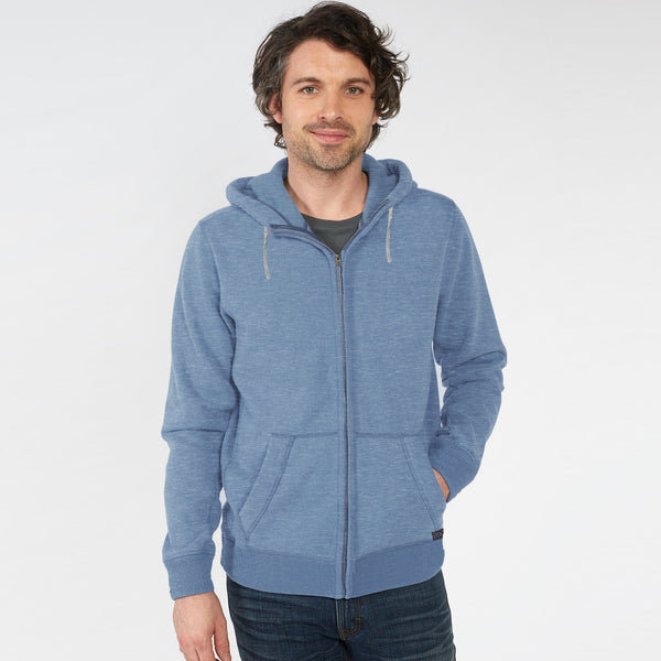M&S Zipper Terry Fleece Hoodie For Men-Light Sky Melange-BE4047