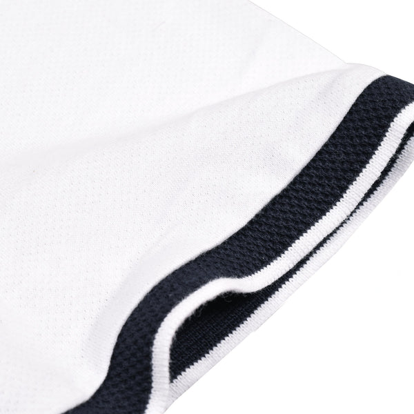 M&S Single Jersey Polo Shirt For Men-White & Melange Panels-BE4313