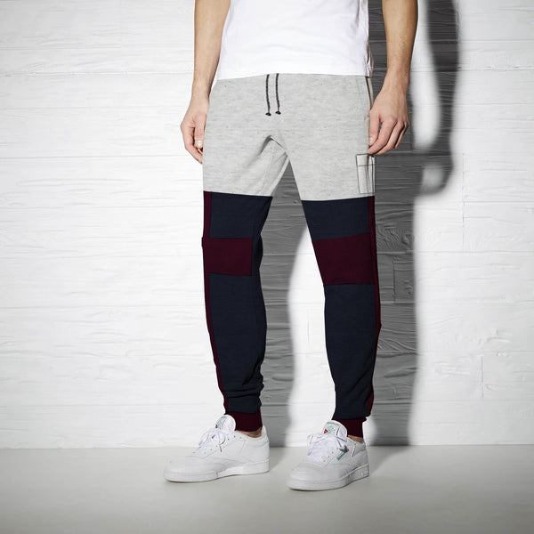 Next Fleece Jogger Trouser For Men Cut Label-Grey Melange, Dark Scarlet & Navy-BE4019
