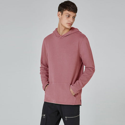 F&F Pullover Fleece Hoodie For Men-Light Red-BE3496