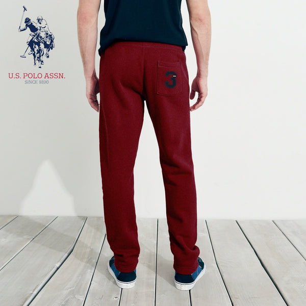 U.S Polo Assn Single Jersey Trouser For Men-Red Melange-NA860